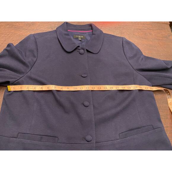 Talbots Woman 18W Navy Blue 60's Style Blazer Jacket Peter Pan Collar Peplum Hem - Picture 3 of 7